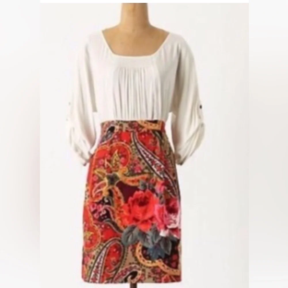 Women's Anthropologie Edme & Esyllte Easy As Pie Paisley Corduroy Dress BOHO 0